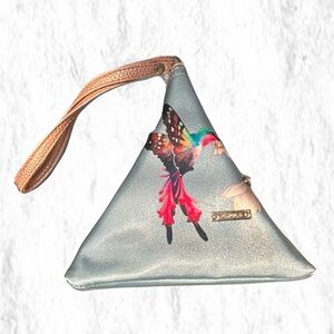 Chic Blue Wristlet with Hummingbird Design